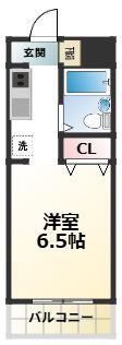 Uハイム向ヶ丘(ワンルーム/2階)の間取り写真
