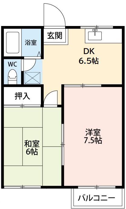 メゾンサンライフ(2DK/1階)の間取り写真
