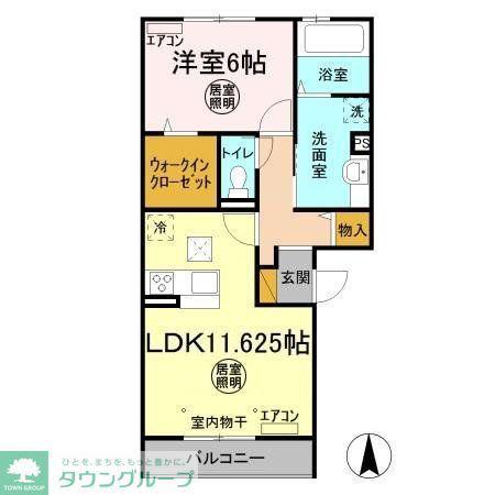 VERDEA棟(1LDK/1階)の間取り写真