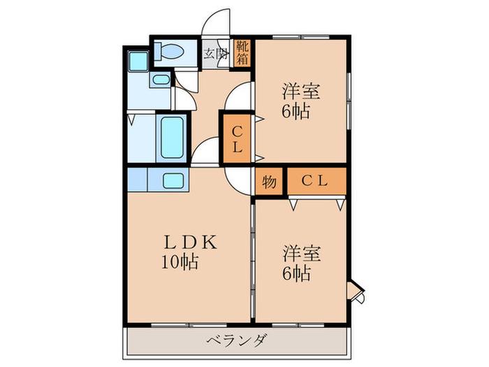 エコ・フローラ須賀(2LDK/2階)の間取り写真