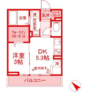 GLICINA MASUDAYA(1DK/3階)の間取り写真