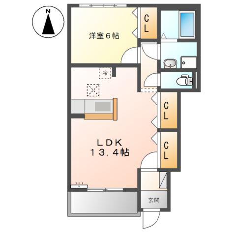 SUNNY COURT(1LDK/1階)の間取り写真
