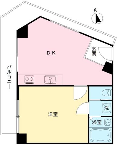 富士見ヶ丘センタービル(1DK/4階)の間取り写真
