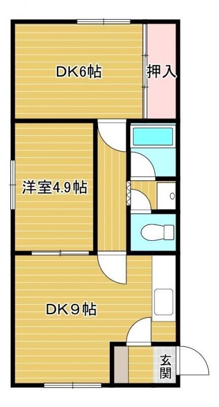 コーポムーンライトR(2DK/2階)の間取り写真