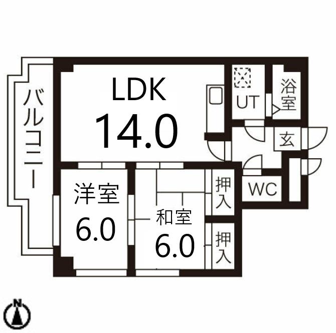 アベニュー泉(2LDK/2階)の間取り写真