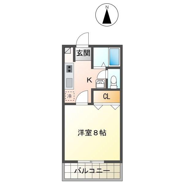 プレステージ1107(1K/1階)の間取り写真