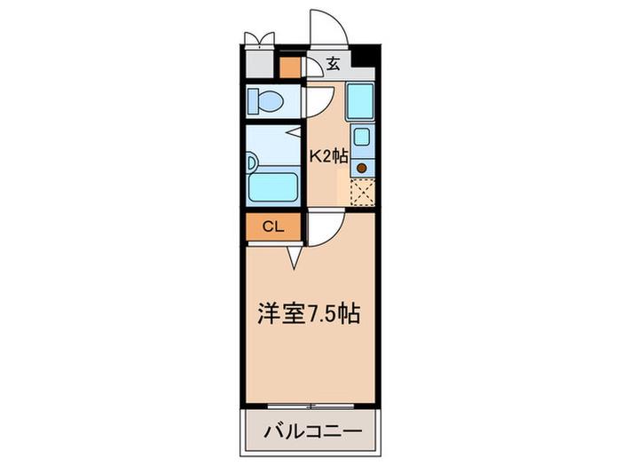 プラスパー高道(1K/2階)の間取り写真