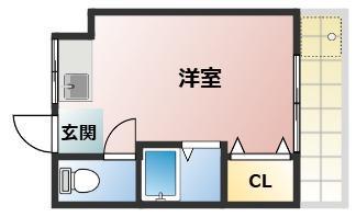 芳地ビル(ワンルーム/3階)の間取り写真