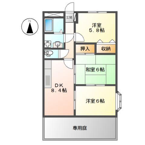 ハイツエトワール(3DK/1階)の間取り写真