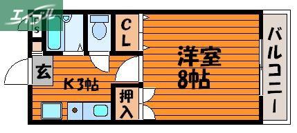 サンツボイIII(1K/2階)の間取り写真