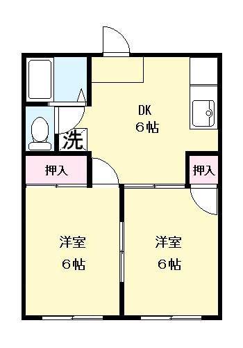 コマツハイツ(2DK/1階)の間取り写真