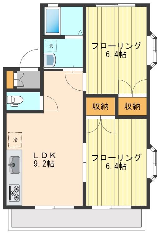メゾンアライ片倉(2LDK/2階)の間取り写真