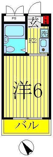 シルフィード柏(1K/6階)の間取り写真