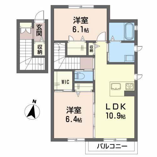 シャン・ド・フルール木町(2LDK/2階)の間取り写真