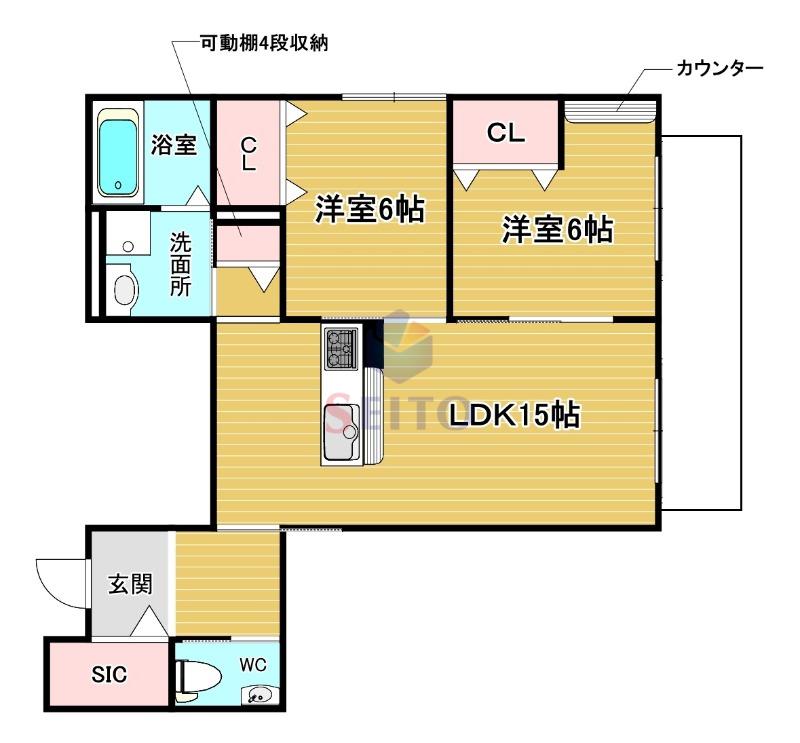 ナチュレラN豊中(2LDK/1階)の間取り写真