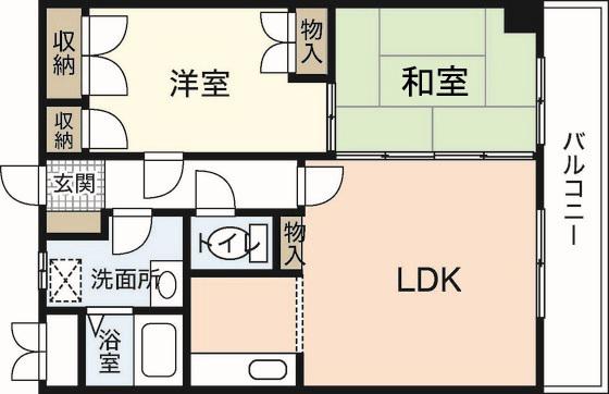 楽々園Nビル(2LDK/2階)の間取り写真