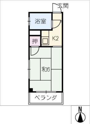 NK国府宮(1K/2階)の間取り写真
