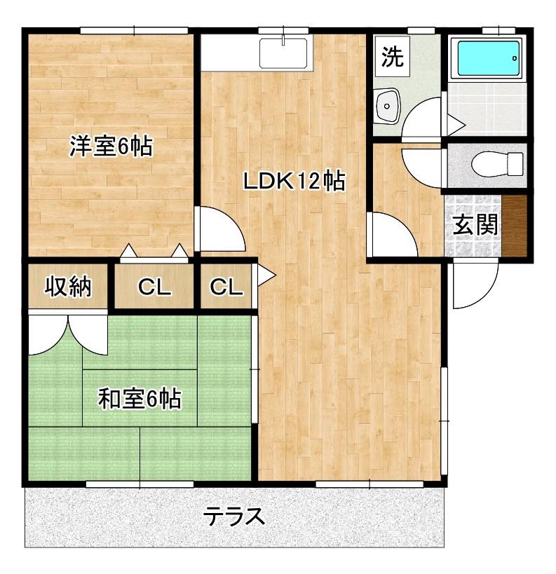 タウンハイツTOEI A棟(2LDK/1階)の間取り写真