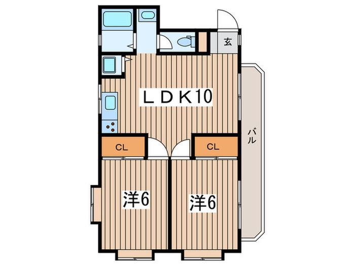 ズーデン第3(2LDK/1階)の間取り写真