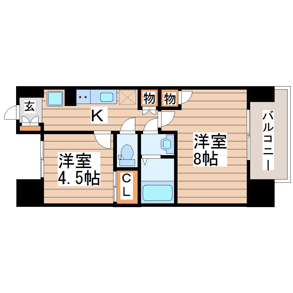 HF仙台長町レジデンス(2K/3階)の間取り写真