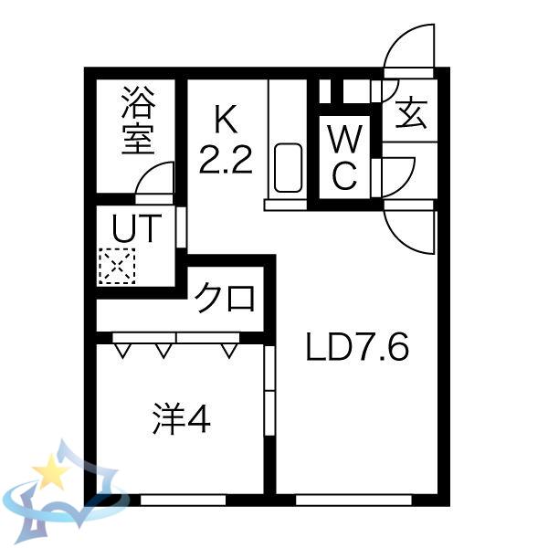CHAMBRE宮の沢(1LDK/2階)の間取り写真