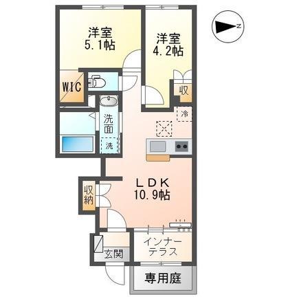 メゾン エメ(2LDK/1階)の間取り写真