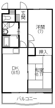 リバティ上島(2LDK/3階)の間取り写真