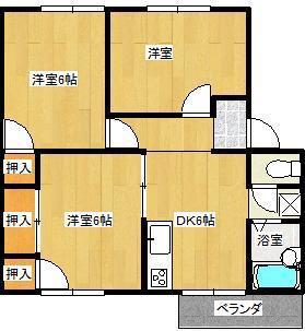 メゾンドフローラ(3DK/2階)の間取り写真