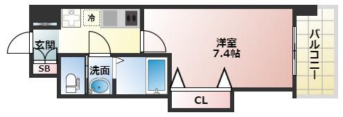 LUXE天王寺(1K/4階)の間取り写真