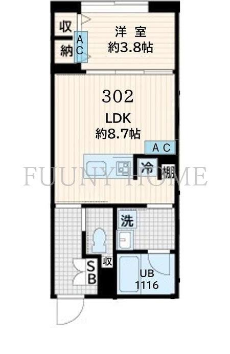 FULLEA恵比寿(1LDK/2階)の間取り写真