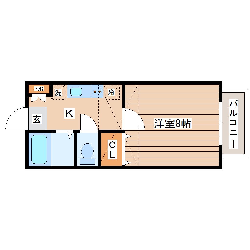 アヴァンセ富沢南五番館(1K/2階)の間取り写真