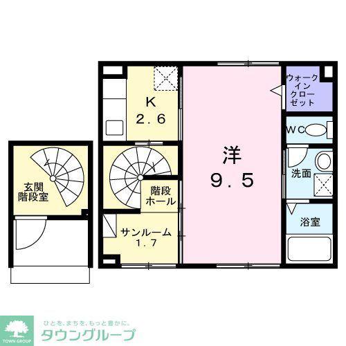ユーステス鎌倉(1K/2階)の間取り写真