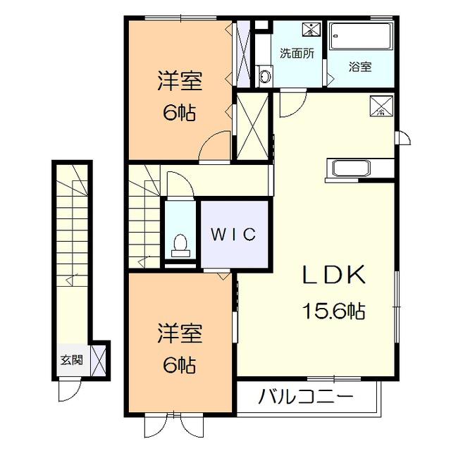 ベルミナールB(2LDK/2階)の間取り写真
