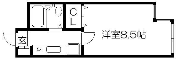 珠光ビル百万遍(1K/3階)の間取り写真