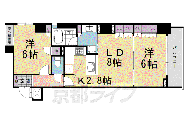 LEGAL京都四条烏丸(2LDK/5階)の間取り写真