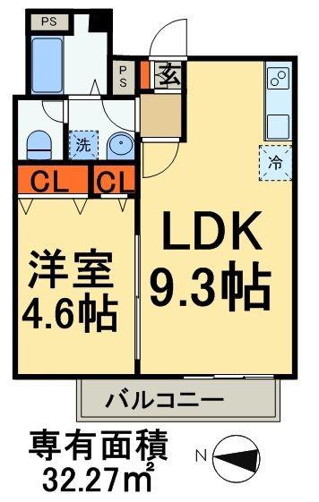 PLOUDIA稲毛(1LDK/4階)の間取り写真