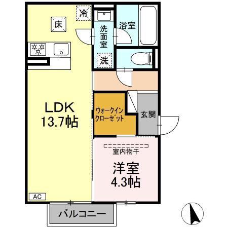 パルミエ III(1LDK/1階)の間取り写真