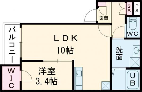 ジーメゾン大和郡山ルクディ(1LDK/2階)の間取り写真