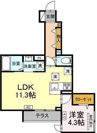 セレスティア堀切(1LDK/1階)の間取り写真