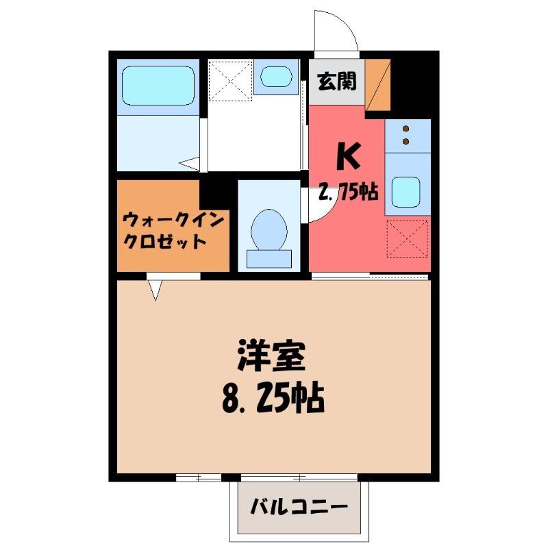リヴァージュねぎし(1K/1階)の間取り写真