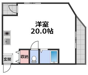 グランソシエ南巽(ワンルーム/2階)の間取り写真