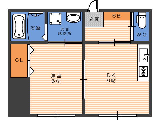コーポ橘(1LDK/2階)の間取り写真