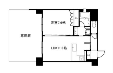 リーガル京都御所西V(1LDK/1階)の間取り写真