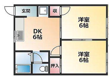 ドミール月見(2DK/1階)の間取り写真