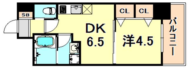 エステムコート三宮駅前Ⅱアデシオン(1DK/3階)の間取り写真