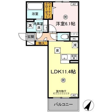 クリスタルパークテラス(1LDK/1階)の間取り写真