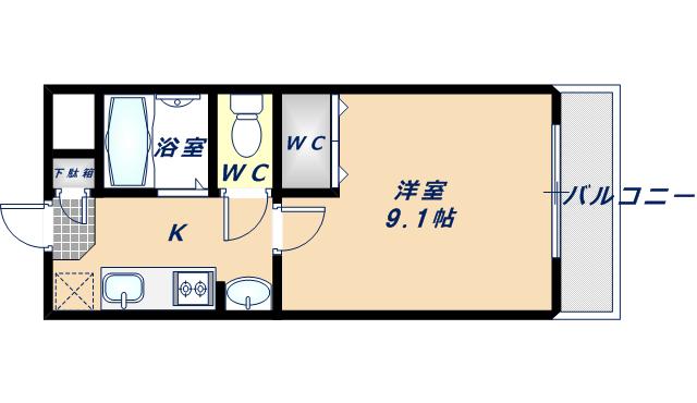 リバーライズ布施I(1K/5階)の間取り写真