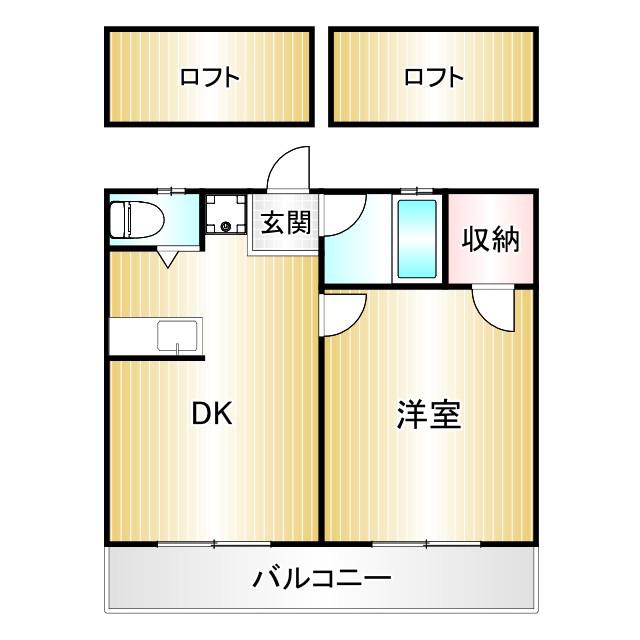 エレガンス上高田A(1DK/2階)の間取り写真