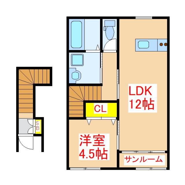 GRI-MAISON(1LDK/2階)の間取り写真