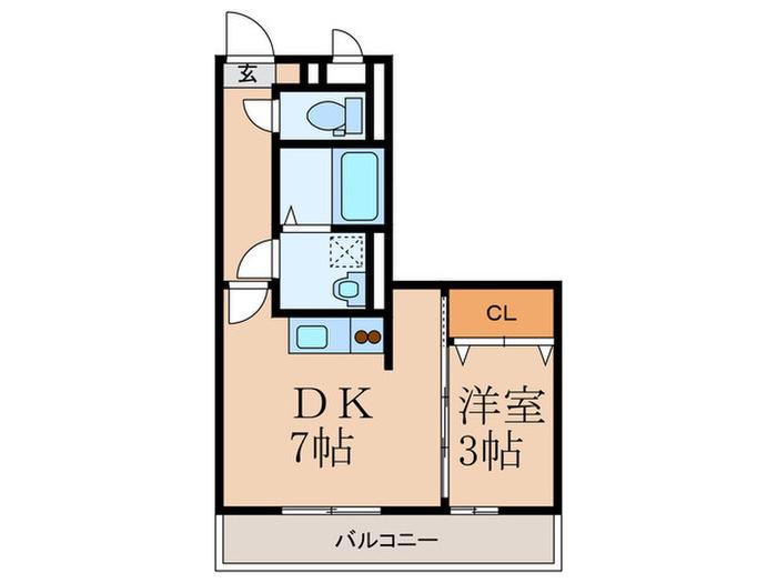 セジュールオッツ壱番館(1DK/3階)の間取り写真